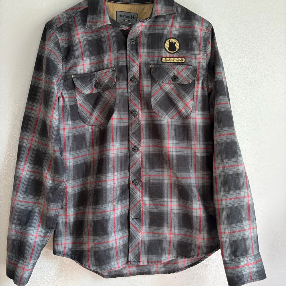 Hurley Black and Red‎ Plaid Shirt
